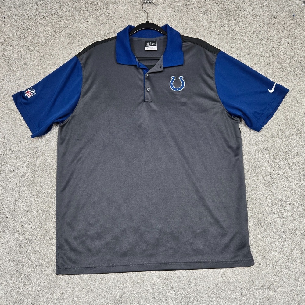 Indianapolis Colts Golf Polo Shirt‎ Mens XL Blue Gray Dri Fit Nike